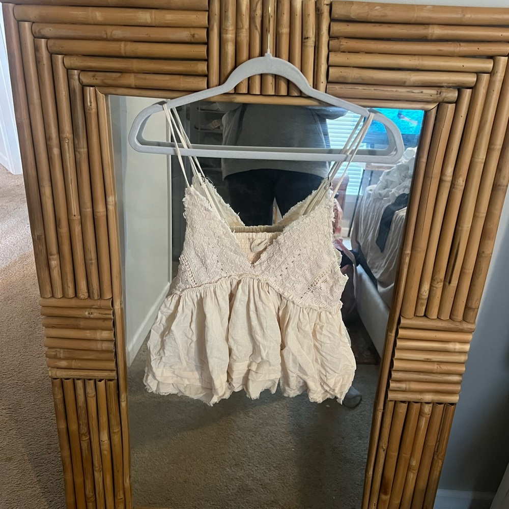 Cream Lace Trim Cami Top